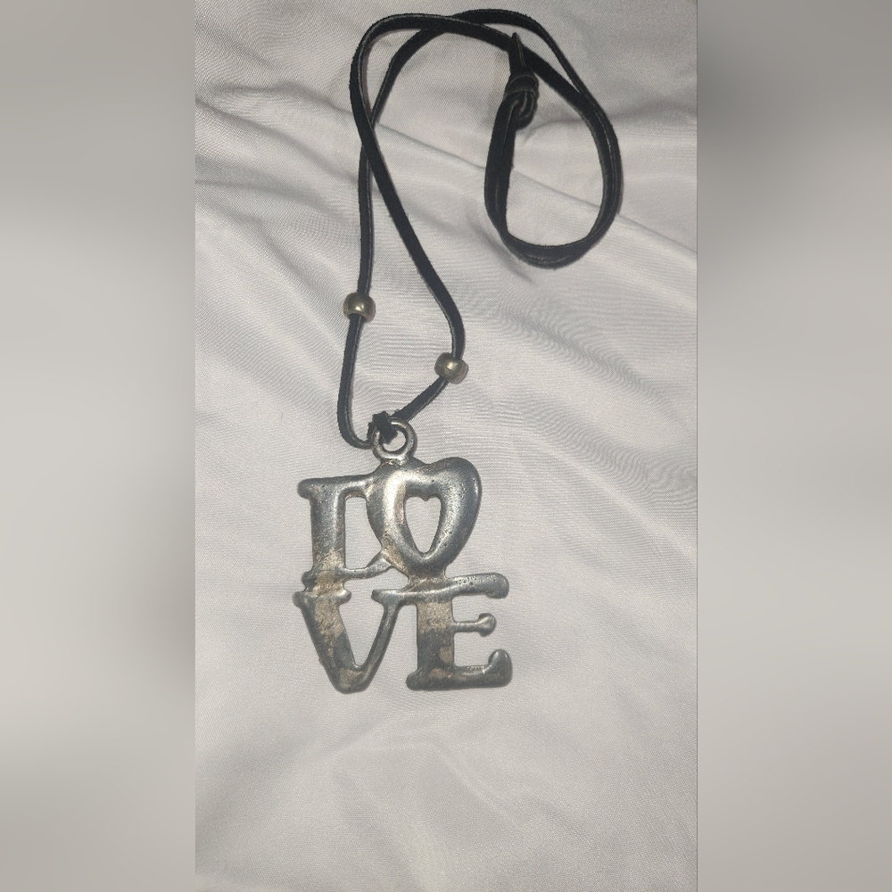 Vintage LOVE ❤️ Heart Pendant Necklace Robert Indiana 1964  Untested Metal 15”L